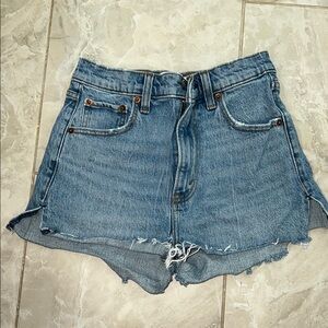 Abercrombie & Fitch Blue Jean Shorts High-Waisted Frayed Hem